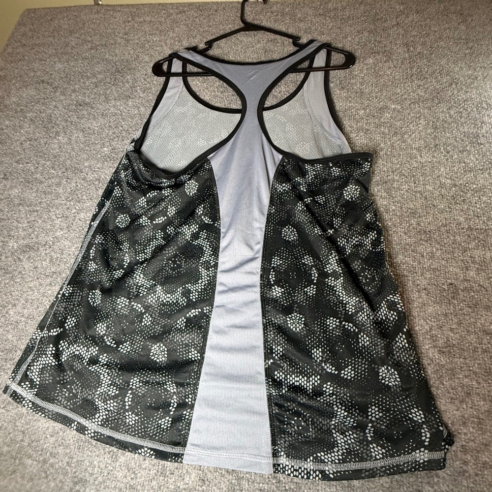 Champion Duo Dry XXL Womens Black‎ Grey Geometric Racerback Activewear Tank Top - Picture 2 of 7
